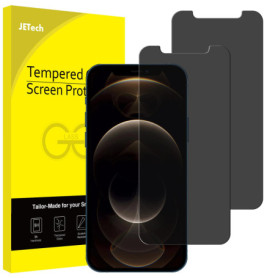 JETech Protection d'Écran pour iPhone 12 Pro Max 6,7 Pouces, Film de Protection en Verre Trempé, Anti-Espion, Lot de 2