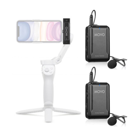 Movo Micro Lavalier sans Fil pour iPhone - Micro Cravate Compact idéal pour Le stabilisateur Gimbal Smartphone - Idéal pour Le V