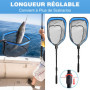 FLISSA Épuisette de Pêche Télescopique Pliable – Manche Réglable en Aluminium, Filet Revêtu de PVC Durable – Epuisette Peche Car