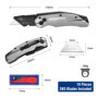 WORKPRO Cutter Professionnel Pliant, Cutter Utilitaire avec Mécanisme de Changement Rapide, Cutter Argenté avec 10 Lames SK5 Sup