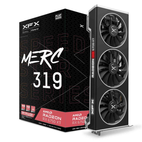 XFX Speedster MERC319 Radeon RX 6750XT Black Gaming Carte Graphique avec 12GB GDDR6 HDMI 3xDP, AMD RDNA™ 2 (RX-675XYTBDP)