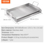 VEVOR Plaque à Griller Pré-assaisonnée 587x395 mm Plancha Gril Rectangulaire en Acier Inoxydable Anti-adhésive Plaque de Cuisson