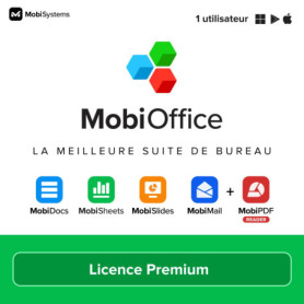 Suite de bureau 4 en 1 MobiOffice Premium pour Windows | Licence Premium | Traitement de texte, feuilles de calcul, présentation
