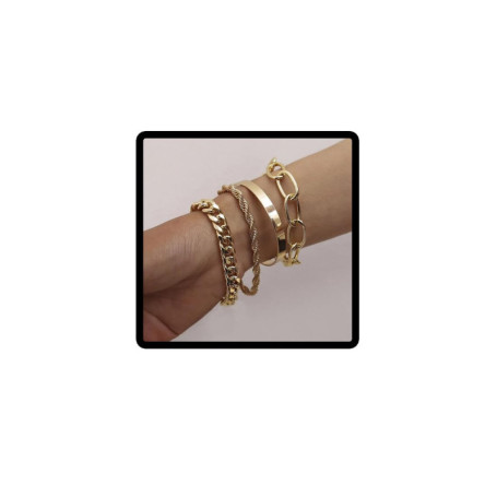 Prosy Bracelet en papier à plusieurs couches - Réglable - Pour femmes et filles (doré 3)