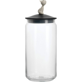 Alessi Ammi22 B Miòjar Pot Aliments Chats en Verre avec Couvercle en Résine Thermoplastique, Noir