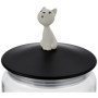 Alessi Ammi22 B Miòjar Pot Aliments Chats en Verre avec Couvercle en Résine Thermoplastique, Noir