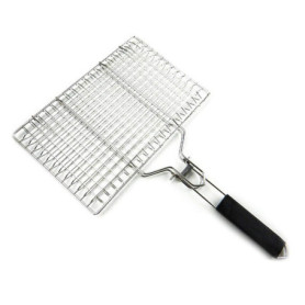 Panier Grille pour Barbecue, Panier à Griller Portable en Acier Inoxydable, Panier de Gril Pliable avec Poignée en Amovible pour