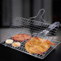 Panier Grille pour Barbecue, Panier à Griller Portable en Acier Inoxydable, Panier de Gril Pliable avec Poignée en Amovible pour