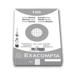 Exacompta - Réf. 10209E - Paquet de 100 fiches bristol quadrillées 5x5 non perforées - sous film - compatibles avec imprimante j