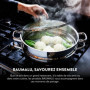 BAUMALU - Faitout avec Couvercle Verre - Acier Inoxydable - Tous Feux dont Induction - Triple Fond Diffuseur, Répartition Homogè