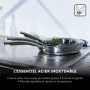 BAUMALU - Faitout avec Couvercle Verre - Acier Inoxydable - Tous Feux dont Induction - Triple Fond Diffuseur, Répartition Homogè