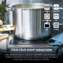 BAUMALU - Faitout avec Couvercle Verre - Acier Inoxydable - Tous Feux dont Induction - Triple Fond Diffuseur, Répartition Homogè