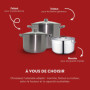 BAUMALU - Faitout avec Couvercle Verre - Acier Inoxydable - Tous Feux dont Induction - Triple Fond Diffuseur, Répartition Homogè