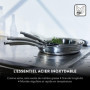 BAUMALU - Faitout avec Couvercle Verre - Acier Inoxydable - Tous Feux dont Induction - Triple Fond Diffuseur, Répartition Homogè