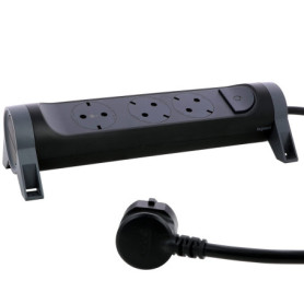 LEGRAND, Multiprise rotative, 3 prises, montage mural ou sur table, interrupteur marche/arrêt LED, câble de 1,5 m, noir/gris fon