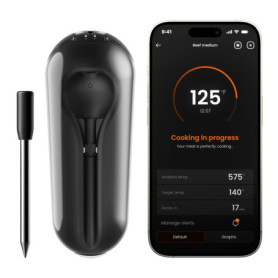Thermomètre à Viande Bluetooth Orka Meat It 3 - Résistant aux Flammes - 3 Capteurs de Température - Pour BBQ, Four, Gril, Sous V