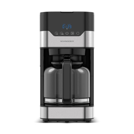 SCHNEIDER Cafetière Digitale Programmable, 1,5L, 900W, Filtre Permanent, Inox, Noir