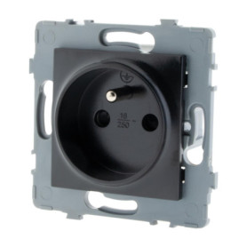 Prise simple 2P+T encastrable - à composer - métal Noir brossé - Kouro - Zenitech