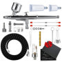 Kit Aérographe à Double Action, Kit de Brosse à Air Portable Polyvalent, avec Buses 0,2mm 0,3mm 0,5mm, Gobelet 9cc 20cc 40cc, Tu