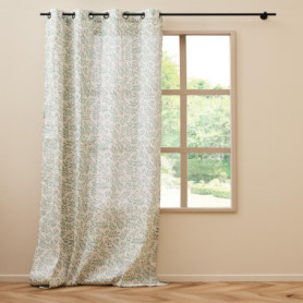 Douceur d'Intérieur, Rideau à Oeillets (140 x 280 cm) Naya Sauge, Polycoton Imprimé