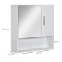 kleankin Armoire Murale Miroir de Salle de Bain avec Portes et étagère réglable - dim. 54L x 15,2l x 55,3H cm Blanc