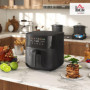 HOMCOM Friteuse à air friteuse sans huile 8 L air fryer 1700 W 8 programmes, circulation d'air chaud à 360°, écran tactile LED, 