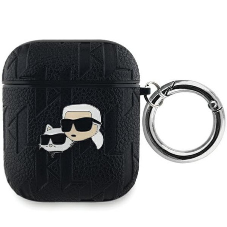 CG Mobile Karl Lagerfeld KLA2PGKCPK Étui pour AirPods 1/2 Noir Monogramme Karl & Choupette Head