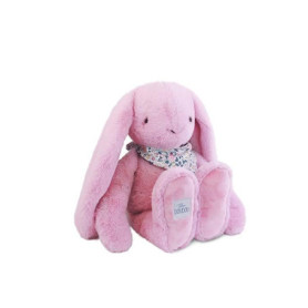 DOUDOU ET COMPAGNIE – Lapin Fleurette Grenadine 50 cm – Peluche Rose Très Douce – Doudou Bébé Naissance – Foulard Fleuri – Lavab
