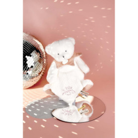 DOUDOU ET COMPAGNIE - Pantin Ours Rose avec Doudou Mouchoir Brodé - Peluche Collector Anniversaire 25 Ans - Idée Cadeau Naissanc