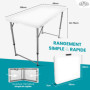 SKYLANTERN® Table Pliante 120 cm d'Appoint Rectangulaire Blanche Hauteur Réglable - Table de Camping 6 Personnes L120 x l60 x H7