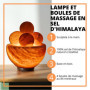 Lampe de Sel Bol avec 4 Boules Massage - Sculptée à la main -Ampoule et Câble Fournis - Décoration Relaxante-Purification d'Air 