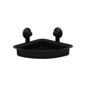 MSV Etagère Panier d'angle de Douche à ventouses PVC Noir Mat