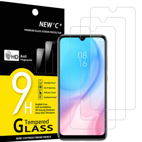 NEW'C Lot de 3, Verre Trempé pour Xiaomi Mi A3, Film Protection écran efficace contre les Rayures - sans Bulles - Ultra Résistan