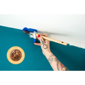 Applicateur Pinceau rechampir + Un adhesif Velours de masquage Rechange, Outil de Protection Contre débordement de Peinture Bleu