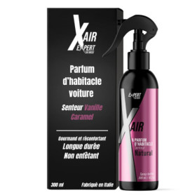 Spray Parfum voiture interieur senteur Vanille Caramel - 300 ml - Désodorisant non entêtant, longue durée et assainissant - Form