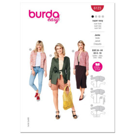 Burda B6123 Patron de Couture, Papier, Blanc, 34-44