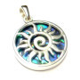 Pendentif en argent sterling avec motif « spirale solaire » en coquillage d'ormeau, Argent sterling