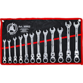 BGS Diy 30002 | Jeu de clés mixtes à cliquet | têtes flexibles | 8-19 mm | 12 pièces