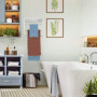 Relaxdays Porte-Serviettes Mural 3 Barres, Salle de Bain, Tablette étagère, Support Serviettes, 40 x 38 x 25 cm, Blanc
