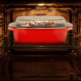 Relaxdays Rôtissoire couvercle, revêtement anthracite,forme de casserole,fonte aluminium rouge et verre, pour oies