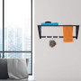 relaxdays Porte-Manteaux Mural avec Rangement, penderie à 5 patères, Couloir & Salle de Bain, métal, 23x65x25 cm, Noir