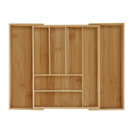 Relaxdays Range-couvert, bambou, extensible, organiseur pour tiroir, séparateur, HLP 6,5x57,5x43 cm, nature