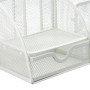 Relaxdays Organiseur de Bureau, Organisateur de Table avec Porte-stylos et tiroir, métal, Maille, 13 x 28 x 14 cm, Blanc