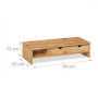 Relaxdays Support d’écran PC en Bambou, 2 tiroirs, casier Rangement, rehausseur d’Ordinateur, HLP 13x54x23 cm, Naturel