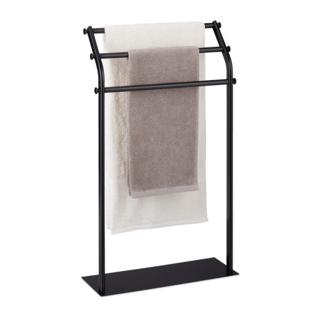 Relaxdays Porte-Serviettes, 3 Barres, HxLxP : 86 x 51 x 19 cm, antidérapant, Salle de Bain, Chambre, Acier, Noir