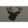 Relaxdays Paillasson Coco, Tapis d’entrée cerf, antidérapant, résistant, 40 x 60 cm, intérieur, extérieur, Gris/Noir