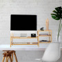 Relaxdays Support d'écran en Bambou, 5 tiroirs, réhausseur d'écran d'ordinateur et Laptop, HxLxP : 33x80x30 cm, Naturel