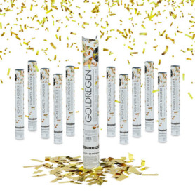 Relaxdays Canons à confettis 12x,6-8 m de Hauteur d'effet, Nouvel an, Anniversaire, Mariage, 40 cm, en Papier, Or