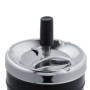 Relaxdays Cendrier avec Couvercle Poussoir, métal et Plastique, Ø 9,5 cm, pour intérieur & extérieur, argenté/Noir