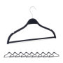Relaxdays Cintre en Paille de blé et Plastique, lot 10, Accessoire Durable, Compact, Barre, encoches, Noir